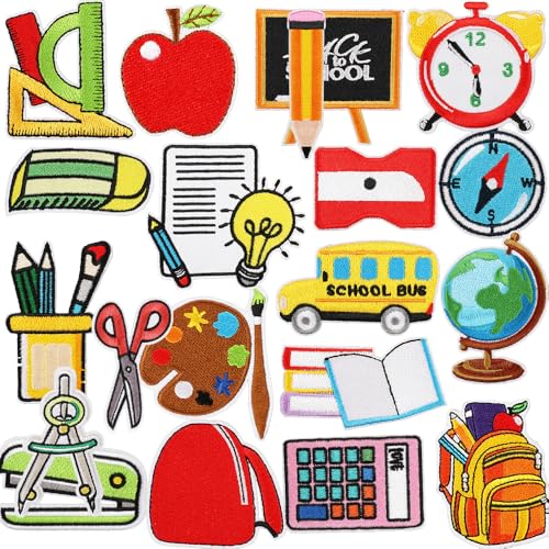20 Stück Aufnäher zum Aufbügeln für Schule Patches Bleistift Uhr Iron on/Sew on Patches zum Aufbügeln Zurück zur Schule Bestickte Aufnäher Kleidung Hut Jacken DIY Jeans Kleid T-Shirt Rucksäcke Jacken 20 Stück Aufnäher zum Aufbügeln für Schule Patches Bleistift Uhr Iron on/Sew on Patches zum Aufbügeln Zurück zur Schule Bestickte Aufnäher Kleidung Hut Jacken DIY Jeans Kleid T-Shirt Rucksäcke Jacken von Oucaty