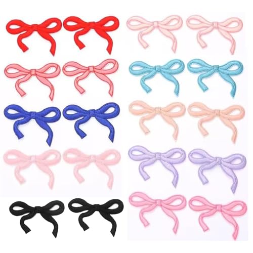 20 Stück Bowknot Patches zum Aufbügeln Cute Bowknot Iron on/Sew on Patches Flicken Bügelbilder Bestickte Aufnäher für Aufnähen Aufbügeln Hut Jacken T-Shirt Jeans Rucksäcke Kleidung Kleid DIY von Oucaty