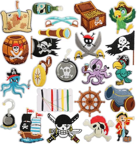 22 Stück Pirate Patches zum Aufbügeln Fun Bestickte Stickerei Aufnäher Iron on/Sew on Patches Applikation Aufnähen oder Aufbügeln auf Kleidung Kleid T-Shirt Hut Jeans Rucksäcke Jacken 22 Stück Pirate Patches zum Aufbügeln Fun Bestickte Stickerei Aufnäher Iron on/Sew on Patches Applikation Aufnähen oder Aufbügeln auf Kleidung Kleid T-Shirt Hut Jeans Rucksäcke Jacken von Oucaty