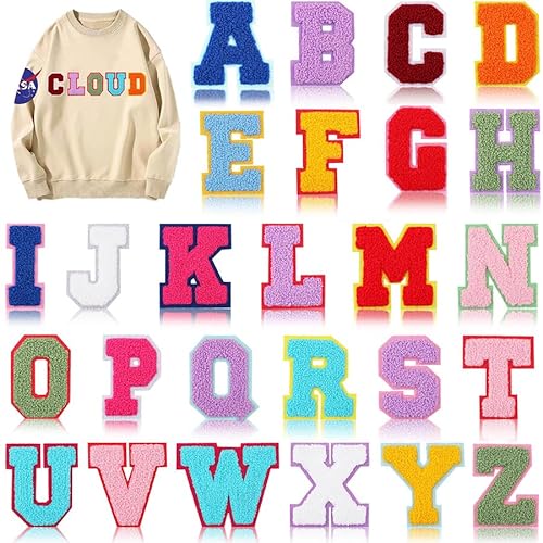 26 Stück Colored Letters Patches zum Aufbügeln Fun A-Z Letters Iron on/Sew on Patches Aufnäher Applikation Aufnähen oder Aufbügeln auf Kleidung DIY Kleid T-Shirt Rucksäcke Jacken Hut Jeans von Oucaty