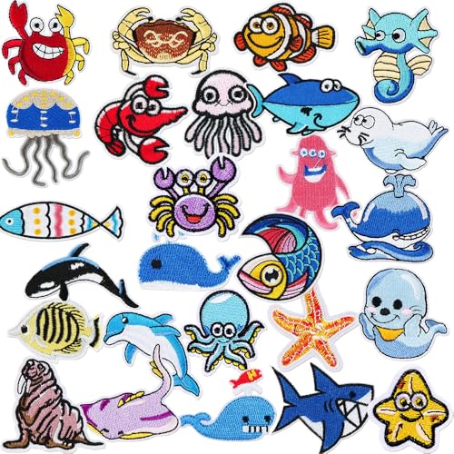 26 Stück Meerestiere Patches zum Aufbügeln Iron on/Sew on Meerestiere Patch Flicken Bügelbilder Bestickte Aufnäher für Aufnähen oder Aufbügeln auf Kleidung Kleid Hut Jeans Rucksäcke Jacken T-Shirt DIY 26 Stück Meerestiere Patches zum Aufbügeln Iron on/Sew on Meerestiere Patch Flicken Bügelbilder Bestickte Aufnäher für Aufnähen oder Aufbügeln auf Kleidung Kleid Hut Jeans Rucksäcke Jacken T-Shirt DIY von Oucaty
