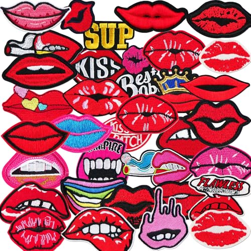 33 Stück Mund Patches zum Aufbügeln Pink Lippen Flicken zum Aufbügeln Iron on/Sew on Patches Bestickte Aufnäher für Aufnähen oder Aufbügeln auf Kleidung Rucksäcke Jacken T-Shirt Kleid Hut Jeans 33 Stück Mund Patches zum Aufbügeln Pink Lippen Flicken zum Aufbügeln Iron on/Sew on Patches Bestickte Aufnäher für Aufnähen oder Aufbügeln auf Kleidung Rucksäcke Jacken T-Shirt Kleid Hut Jeans von Oucaty