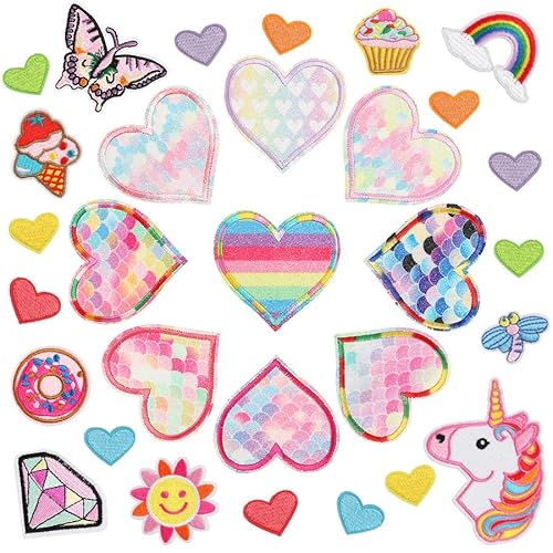 34 Stück Schmetterling Patches zum Aufbügeln Iron on/Sew on Patch Flicken Bügelbilder Bestickte Aufnäher für Aufnähen oder Aufbügeln auf Kleidung Kleid Hut Jacken T-Shirt Jeans Rucksäcke von Oucaty