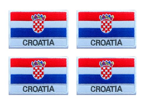 4 Stück Croatia Kroatien Flagge Taktische Bestickt Patch Emblem Applikationen Biker,Uniformen,Hemden,Jacken,Hosen,DIY-Zubehör,Rucksack,Mützen,Jeans Iron on Sew on Patch Abzeichen von Oucaty