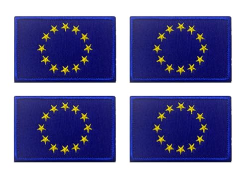 4 Stück Europäische Union Flagge Patch Taktische Europa Flaggen Emblem Stickerei Aufnähen Applikationen Jeans,Uniformen,Hemden,Mützen,DIY-Zubehör,Jacken,Hosen,Biker,Rucksack Iron on Sew on Patch von Oucaty