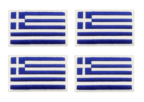 4 Stück Griechenland Flagge Taktische Patch Emblem Stickerei Aufnähen Iron on Sew on Patch Abzeichen Applikationen Jacken,Hosen,DIY-Zubehör,Rucksack,Mützen,Jeans,Biker,Uniformen,Hemden von Oucaty