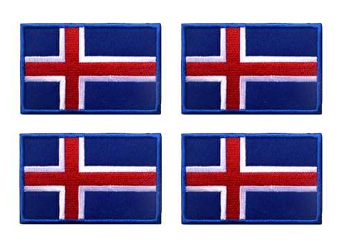 4 Stück Island Flagge Taktische Patch Isländisch Nationales Emblem Stickerei Aufnähen Iron on Sew on Patch Applikationen Jeans,Uniformen,Hemden,Mützen,DIY-Zubehör,Jacken,Hosen,Biker,Rucksack von Oucaty