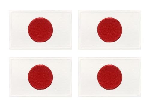 4 Stück Japan Flagge Patch Taktische Japanisch Nationales Emblem Stickerei Aufnähen Iron on Sew on Patch Applikationen Mützen,Jeans,DIY-Zubehör,Uniformen,Hemden,Jacken,Hosen,Biker,Rucksack von Oucaty