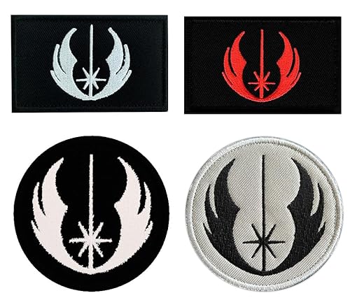 4 Stück Jedi Orden Taktische Abzeichen Bestickt patch,Gestickt Emblem zum Hook and Loop auf Dekorative Applikationen Kleidung,Mützen,Jeans,Uniform,Jacken,Hosen,Rucksack,Taschen,DIY-Zubehör. von Oucaty