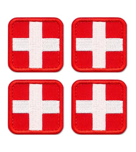 4 Stück Medizinischer Kreuz Taktisch Medizinisch Bestickter Hook and Loop-Patch für Taktische Rucksäcke,Erste-Hilfe-Kleine Tasche,Outdoor-Abenteuer-Kits. von Oucaty