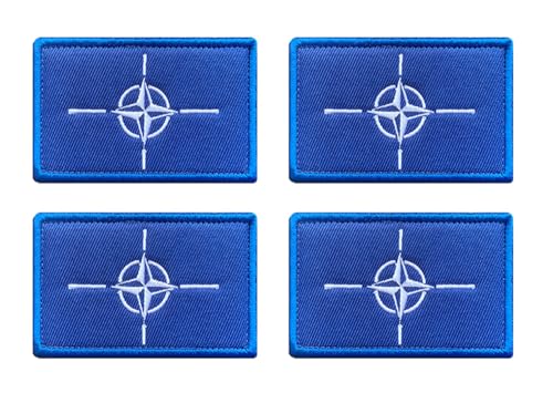 4 Stück NATO Nord-Atlantik-Bündnis Flagge Taktische Patch Emblem Stickerei Aufnähen Iron on Sew on Patch Applikationen Jeans,Uniformen,Hemden,DIY-Zubehör,Jacken,Hosen,Biker,Rucksack,Mützen von Oucaty