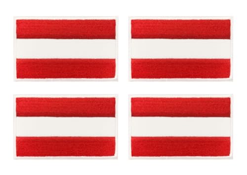 4 Stück Österreich Flagge Iron on Sew on Patches Militär Taktische Abzeichen Bestickt Emblem zum Aufnähen oder Aufbügeln auf Kleidung,Rucksack,Mützen,Jeans,DIY-Zubehör,Jacken,Hosen von Oucaty