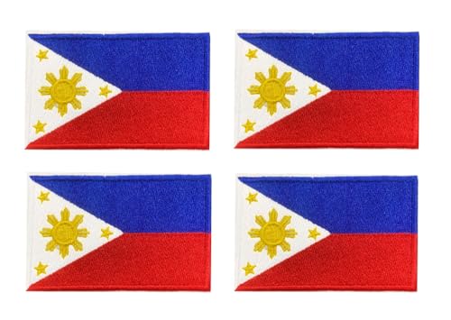 4 Stück Philippinen Flagge Patch Filipine Emblem Taktische Stickerei Aufnähen Iron on Sew on Patch Applikationen Jacken,Hosen,Uniformen,Hemden,DIY-Zubehör,Rucksack,Mützen,Jeans,Biker von Oucaty