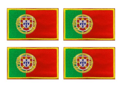4 Stück Portugal Flagge Taktische Patch Bestickt Abzeichen zum Aufnähen oder Aufbügeln Applikationen Kleidung,Jacken,Hosen,Rucksack,Mützen,DIY-Zubehör,Jeans Iron on Sew on Patch Emblem von Oucaty
