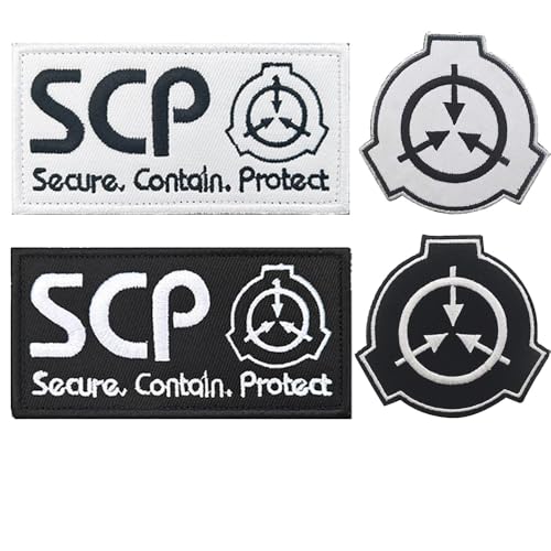 4 Stück SCP Taktische Patches Abzeichen Bestickt,Gestickt Emblem zum Hook and Loop auf Kleidung Dekorative Applikationen Rucksack,Mützen,Jeans,DIY-Zubehör,Jacken,Hosen,DIY-Zubehör. von Oucaty