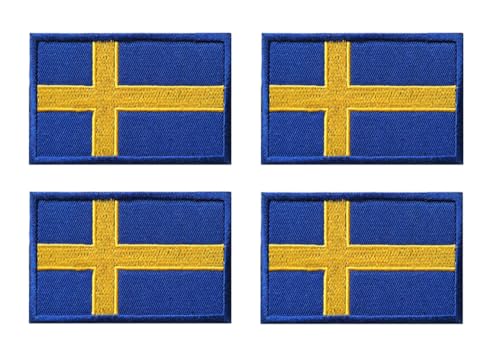 4 Stück Schweden Flagge Patch Taktische Schwedischer Nationales Emblem Bestickt Abzeichen Aufnähen Applikationen Kleidung,Jacken,Hosen,Rucksack,DIY-Zubehör,Mützen,Jeans Iron on Sew on Patch von Oucaty