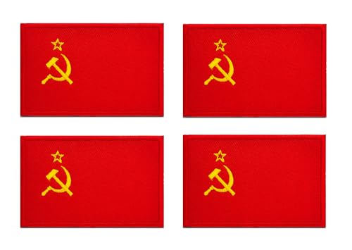 4 Stück Sowjetunion USSR Flagge Taktische Patch Nationales Emblem Stickerei Aufnähen Iron on Sew on Patch Applikationen Mützen,Jeans,Hosen,Biker,Rucksack,Uniformen,Hemden,DIY-Zubehör,Jacken von Oucaty