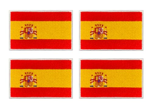 4 Stück Spanien Flagge Taktische Patch Spanisch Nationales Emblem Bestickt Aufnähen Applikationen Kleidung,Biker,Uniformen,Hemden,Jacken,Hosen,Rucksack,DIY-Zubehör, Iron on Sew on Patch Abzeichen von Oucaty