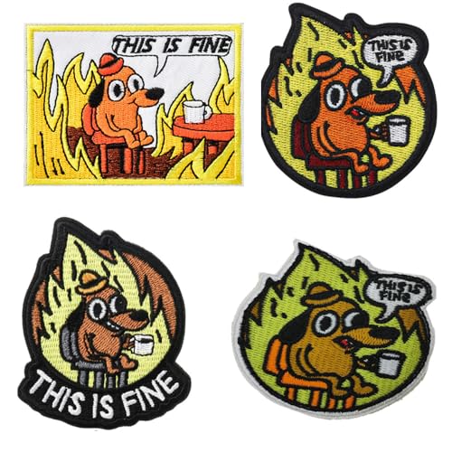 4 Stück This is Fine Dog Patches Stickerei Taktische Kreativ Hunde Emblem Bestickt Abzeichen Hook and Loop Patches Applikationen Taschen Hosen Hemden Mützen Uniformen Rucksack Kleidung Jacken 4 Stück This is Fine Dog Patches Stickerei Taktische Kreativ Hunde Emblem Bestickt Abzeichen Hook and Loop Patches Applikationen Taschen Hosen Hemden Mützen Uniformen Rucksack Kleidung Jacken von Oucaty