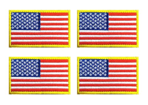 4 Stück USA American Flagge Patch Amerika Abzeichen Taktische Stickerei Aufnähen Iron on Sew on Patch Emblem Applikationen Jacken,Hosen,Biker,Uniformen,Hemden,Rucksack,Mützen,Jeans(Gold) von Oucaty