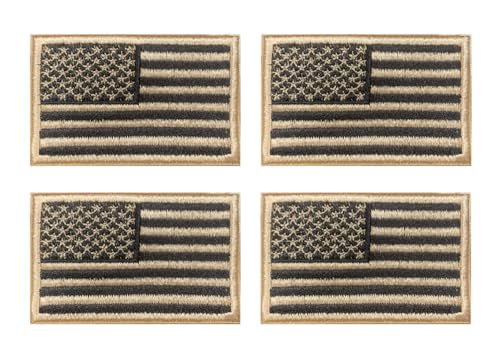4 Stück USA Flagge Patch Amerika Abzeichen Taktische Stickerei Aufnähen Applikationen Jacken,Hosen,Biker,DIY-Zubehör,Rucksack,Mützen,Jeans,Uniformen,Hemden Iron on Sew on Patch Emblem (Brown) von Oucaty