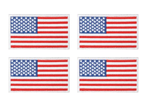 4 Stück USA Flagge Patch Amerika Abzeichen Taktische Stickerei Aufnähen Iron on Sew on Emblem Patch Applikationen Jacken,DIY-Zubehör,Rucksack,Hosen,Biker,Mützen,Jeans,Uniformen,Hemden(White) von Oucaty