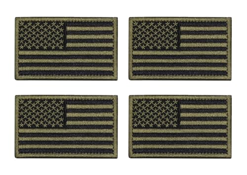 4 Stück USA Flagge Taktische Patch Amerika Abzeichen Stickerei Aufnähen Iron on Sew on Emblem Patch Applikationen Jeans,Uniformen,Hemden,Jacken,Hosen,Biker,DIY-Zubehör,Rucksack,Mützen (Green) von Oucaty