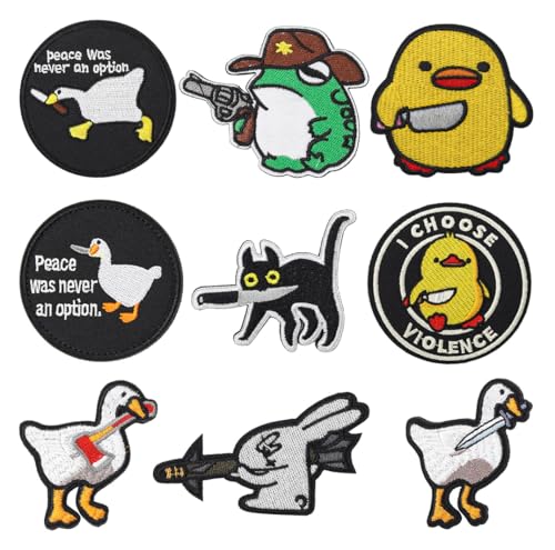 9 Stück Peace Was Never An Option,I Choose Violence Warte Lustige Patches Taktische Stickerei Abzeichen Hook and Loop Patches für Uniformen,Hemden,Hosen,Biker,Rucksack,Kleidung,DIY-Zubehör,Jacken von Oucaty
