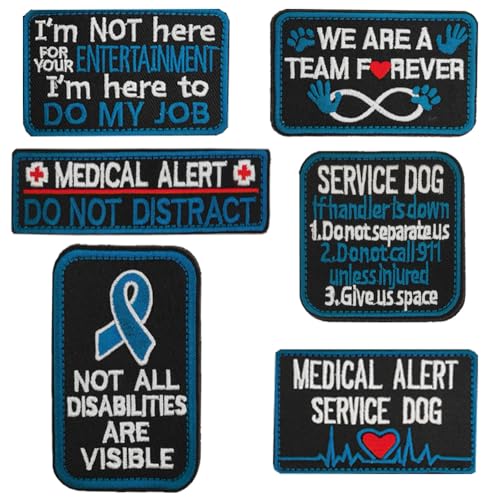 Aufnäher mit Aufschrift "Service Dog Medical Not All Disabilities are Visble", bestickt, taktisches Klettverschluss-Emblem, Applikation für mittelgroße und große Hunde, Geschirr, Weste, Kleidung, 6 von Oucaty