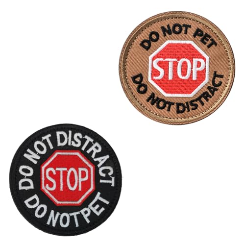 Aufnäher mit Klettverschluss, Aufschrift "Stop Service Dog Do Not Distract Do Not Pet", mit Klettverschluss, für mittelgroße und große Hunde, Geschirr, Weste, Kleidung, Führer, Hund, Arbeitstraining von Oucaty