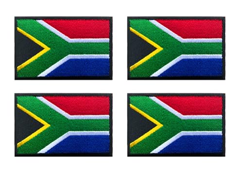 Aufnäher mit Südafrika-Flagge, taktisches Emblem, bestickt, zum Aufbügeln/Aufnähen, für Tasche, Kostüm, T-Shirt, Jersey, Kleidung, Rucksack, Jacke, Jeans, Mütze, 4 Stück von Oucaty