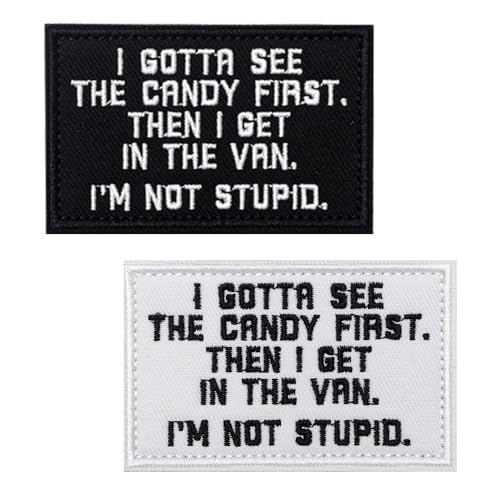 Lustige Aufnäher mit der Aufschrift "I Gotta See The Candy First", taktische bestickte Klettverschluss-Applikation für Uniformen, Armband, Rucksack, Jacke, Mantel, Tasche, Weste, Hut, Tasche, Biker von Oucaty