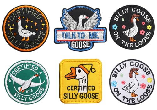 Lustige Gänse-Patches mit Meme-Zertifizierung, Silly Goose bestickt, taktischer Klettverschluss für Hut, Armband, Jacke, Hose, Kleidung, Uniformen, Tasche, Mantel, Biker, Weste, Tasche, Rucksack, 6 von Oucaty