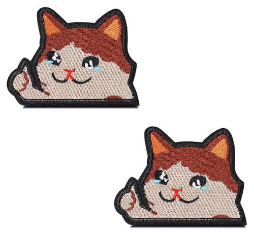 Lustiger Aufnäher mit Aufschrift "Cry Cat", taktisch, bestickt, mit Klettverschluss, für Kleidung, Rucksack, Jacke, Weste, Hut, Tasche, Biker, Uniformen, Armband, Hose, Tasche, Mantel, 2 Stück von Oucaty