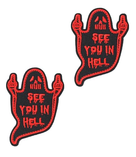 Taktische bestickte Aufnäher mit Aufschrift "See You in Hell", lustige Meme-Applikation, Emblem, Klettverschluss, für Armband, Tasche, Uniformen, Tasche, Weste, Hut, Kleidung, Rucksack, Jacke, Hose von Oucaty