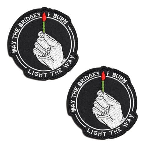 Taktischer Aufnäher mit Aufschrift "May The Bridges I Burn Light The Way", bestickt, mit Klettverschluss, für Rucksäcke, Westen, Taschen, Armbänder, Kleidung, Jacken, Hüte, Helme, 2 Stück Taktischer Aufnäher mit Aufschrift "May The Bridges I Burn Light The Way", bestickt, mit Klettverschluss, für Rucksäcke, Westen, Taschen, Armbänder, Kleidung, Jacken, Hüte, Helme, 2 Stück von Oucaty