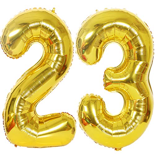 Luftballon 23 Gold, Helium Ballon 23 Goldene 23 Luftballon Geburtstag 23 Jahre, 23 Luftballon Zahl Gold, Riesen Folienballon XXL Ballon Zahlen 23 für Geburtstag Hochzeit Jubiläum Party Deko von Ouceanwin