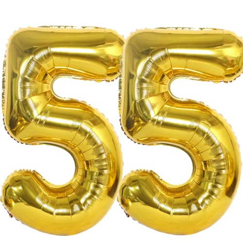 Luftballon 55 Gold, Helium Ballon 55 Goldene 55 Luftballon Geburtstag 55 Jahre, 55 Luftballon Zahl Gold, Riesen Folienballon XXL Ballon Zahlen 55 für Geburtstag Hochzeit Jubiläum Party Deko von Ouceanwin
