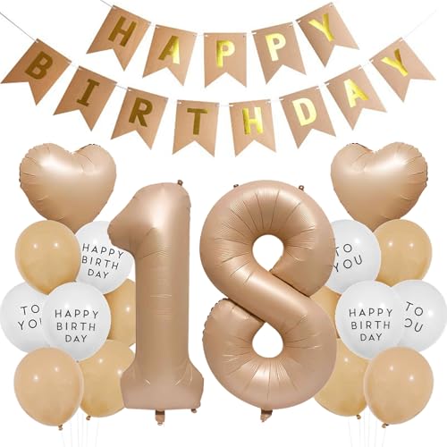 Luftballons 18. Geburtstag Mädchen Junge, Geburtstagsdeko 18 Jahre Braun, Aprikose Ballon 18 Geburtstags Junge Mädchen, Luftballons 18 Beige Braun Ballon Happy Birthday Deko 18 Geburtstag Neutral Luftballons 18. Geburtstag Mädchen Junge, Geburtstagsdeko 18 Jahre Braun, Aprikose Ballon 18 Geburtstags Junge Mädchen, Luftballons 18 Beige Braun Ballon Happy Birthday Deko 18 Geburtstag Neutral von Ouceanwin