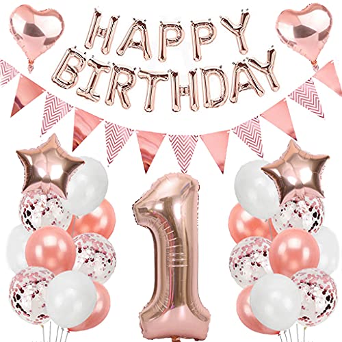 Ouceanwin Geburtstagsdeko 1 Jahre Mädchen, Rosegold Luftballon 1. Geburtstag Deko Set, Folienballon Zahl 1, Helium Ballon Happy Birthday Girlande für 1. Geburtstag Baby Girl Party Deko Ouceanwin Geburtstagsdeko 1 Jahre Mädchen, Rosegold Luftballon 1. Geburtstag Deko Set, Folienballon Zahl 1, Helium Ballon Happy Birthday Girlande für 1. Geburtstag Baby Girl Party Deko von Ouceanwin