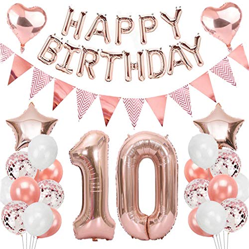 Ouceanwin Geburtstagsdeko 10 Jahre Mädchen, Rosegold Luftballon 10. Geburtstag Deko Set, Folienballon Zahl 10, Helium Ballon Happy Birthday Girlande für 10. Geburtstag Kinder Party Deko Ouceanwin Geburtstagsdeko 10 Jahre Mädchen, Rosegold Luftballon 10. Geburtstag Deko Set, Folienballon Zahl 10, Helium Ballon Happy Birthday Girlande für 10. Geburtstag Kinder Party Deko von Ouceanwin