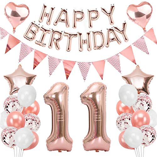 Ouceanwin Geburtstagsdeko 11 Jahre Mädchen, Rosegold Luftballon 11. Geburtstag Deko Set, Folienballon Zahl 11, Helium Ballon Happy Birthday Girlande für 11. Geburtstag Kinder Party Deko Ouceanwin Geburtstagsdeko 11 Jahre Mädchen, Rosegold Luftballon 11. Geburtstag Deko Set, Folienballon Zahl 11, Helium Ballon Happy Birthday Girlande für 11. Geburtstag Kinder Party Deko von Ouceanwin