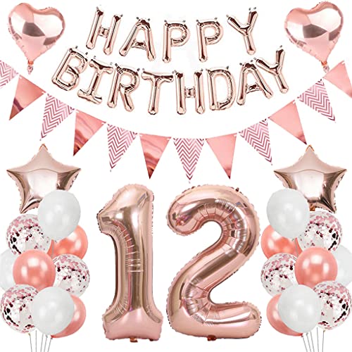 Ouceanwin Geburtstagsdeko 12 Jahre Mädchen, Rosegold Luftballon 12. Geburtstag Deko Set, Folienballon Zahl 12, Helium Ballon Happy Birthday Girlande für 12. Geburtstag Kinder Party Deko Ouceanwin Geburtstagsdeko 12 Jahre Mädchen, Rosegold Luftballon 12. Geburtstag Deko Set, Folienballon Zahl 12, Helium Ballon Happy Birthday Girlande für 12. Geburtstag Kinder Party Deko von Ouceanwin