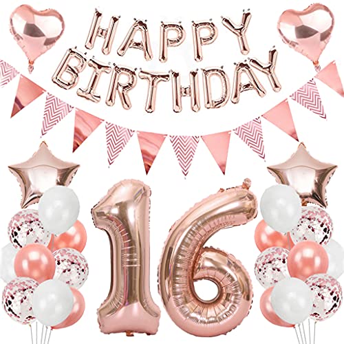 Ouceanwin Geburtstagsdeko 16 Jahre Mädchen, Rosegold Luftballon 16. Geburtstag Deko Set, Folienballon Zahl 16, Helium Ballon Happy Birthday Girlande für 16. Geburtstag Kinder Party Deko Ouceanwin Geburtstagsdeko 16 Jahre Mädchen, Rosegold Luftballon 16. Geburtstag Deko Set, Folienballon Zahl 16, Helium Ballon Happy Birthday Girlande für 16. Geburtstag Kinder Party Deko von Ouceanwin