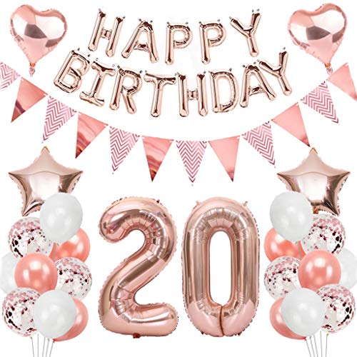 Ouceanwin Geburtstagsdeko 20 Jahre Mädchen, Rosegold Luftballon 20. Geburtstag Deko Set, Folienballon Zahl 20, Helium Ballon Happy Birthday Girlande für 20. Geburtstag Kinder Party Deko Ouceanwin Geburtstagsdeko 20 Jahre Mädchen, Rosegold Luftballon 20. Geburtstag Deko Set, Folienballon Zahl 20, Helium Ballon Happy Birthday Girlande für 20. Geburtstag Kinder Party Deko von Ouceanwin