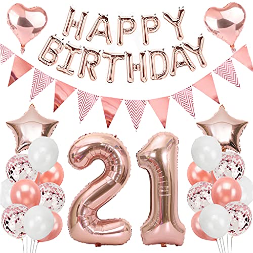 Ouceanwin Geburtstagsdeko 21 Jahre Frau, Rosegold Luftballon 21. Geburtstag Deko Set, Folienballon Zahl 21, Helium Ballon Happy Birthday Girlande für 21. Geburtstag Frauen Party Deko Ouceanwin Geburtstagsdeko 21 Jahre Frau, Rosegold Luftballon 21. Geburtstag Deko Set, Folienballon Zahl 21, Helium Ballon Happy Birthday Girlande für 21. Geburtstag Frauen Party Deko von Ouceanwin