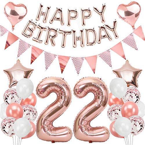 Ouceanwin Geburtstagsdeko 22 Jahre Frau, Rosegold Luftballon 22. Geburtstag Deko Set, Folienballon Zahl 22, Helium Ballon Happy Birthday Girlande für 22. Geburtstag Frauen Party Deko Ouceanwin Geburtstagsdeko 22 Jahre Frau, Rosegold Luftballon 22. Geburtstag Deko Set, Folienballon Zahl 22, Helium Ballon Happy Birthday Girlande für 22. Geburtstag Frauen Party Deko von Ouceanwin