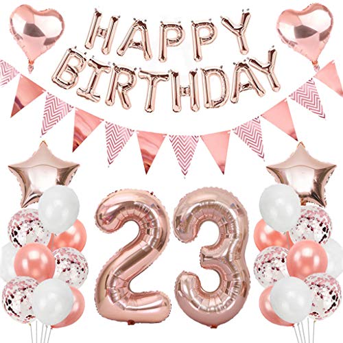 Ouceanwin Geburtstagsdeko 23 Jahre Frau, Rosegold Luftballon 23. Geburtstag Deko Set, Folienballon Zahl 23, Helium Ballon Happy Birthday Girlande für 23. Geburtstag Frauen Party Deko Ouceanwin Geburtstagsdeko 23 Jahre Frau, Rosegold Luftballon 23. Geburtstag Deko Set, Folienballon Zahl 23, Helium Ballon Happy Birthday Girlande für 23. Geburtstag Frauen Party Deko von Ouceanwin