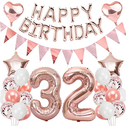 Ouceanwin Geburtstagsdeko 32 Jahre Frau, Rosegold Luftballon 32. Geburtstag Deko Set, Folienballon Zahl 32, Helium Ballon Happy Birthday Girlande für 32. Geburtstag Frauen Party Deko Ouceanwin Geburtstagsdeko 32 Jahre Frau, Rosegold Luftballon 32. Geburtstag Deko Set, Folienballon Zahl 32, Helium Ballon Happy Birthday Girlande für 32. Geburtstag Frauen Party Deko von Ouceanwin