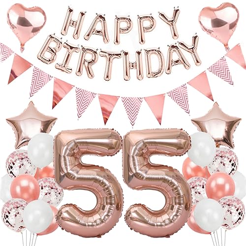 Ouceanwin Geburtstagsdeko 55 Jahre Frau, Rosegold Luftballon 55. Geburtstag Dekoration Set, Folienballon Zahl 55, Helium Ballon Happy Birthday Girlande für 55. Geburtstag Frauen Party Deko Ouceanwin Geburtstagsdeko 55 Jahre Frau, Rosegold Luftballon 55. Geburtstag Dekoration Set, Folienballon Zahl 55, Helium Ballon Happy Birthday Girlande für 55. Geburtstag Frauen Party Deko von Ouceanwin